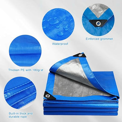 Heavy Duty Tarpaulin Blue And Silver 180 Gsm