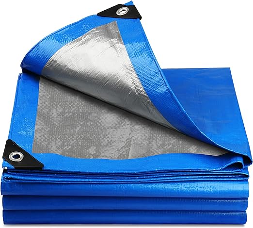 Silver And Blue Tarpaulin Medium Duty UV Protected