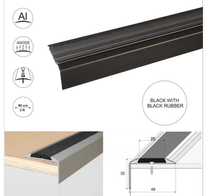 Aluminium Stair Nosing Anti Slip For Wood And Carpet