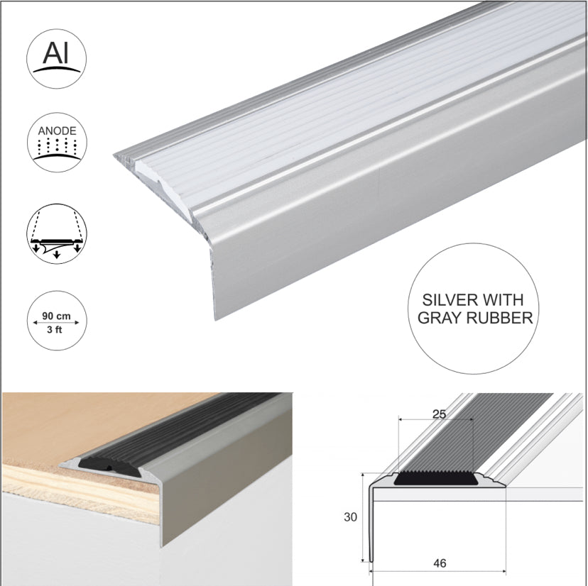 Aluminium Stair Nosing Anti Slip For Wood And Carpet